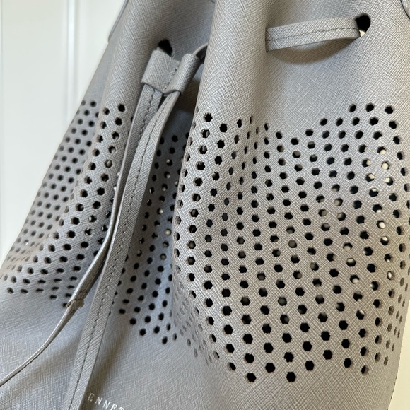 Kenneth Cole Perforated Leather Bucket Bag in Grey - Picture 2 of 9
